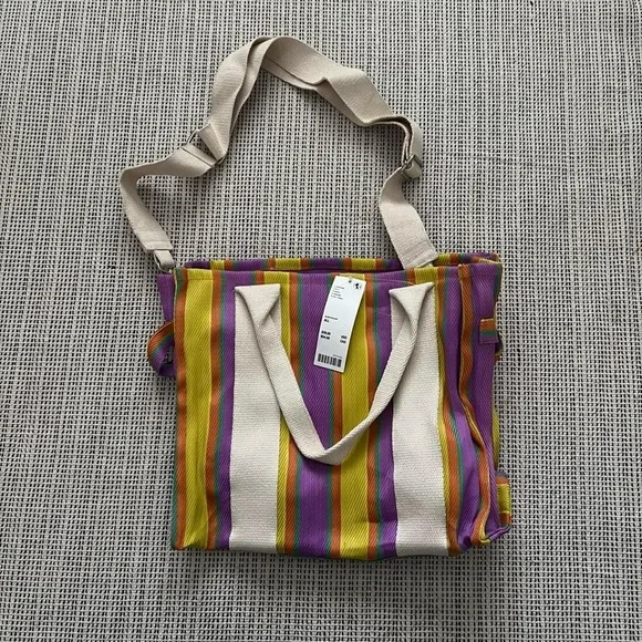 Urban Outfitters Serena Mesh Tote Bag- Striped canvas tote - Picture 4 of 8